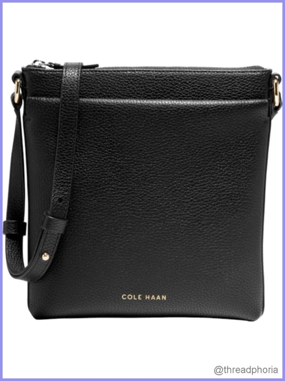 Genuine Leather Crossbody Bag with Slip Pocket, Top Zip Closure